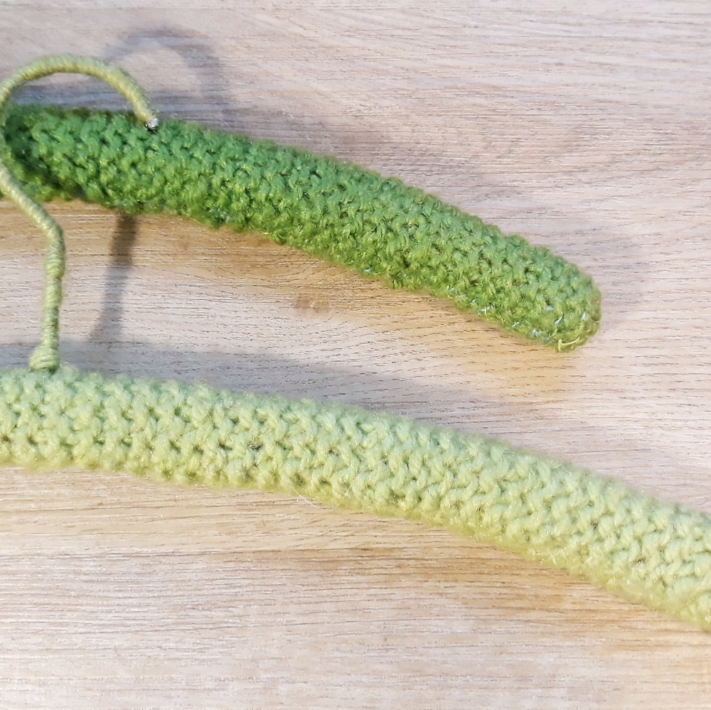 Handmade 6 Crochet Covered Hangers - Yellow, Green, Orange and Purple - Picture 7 of 11